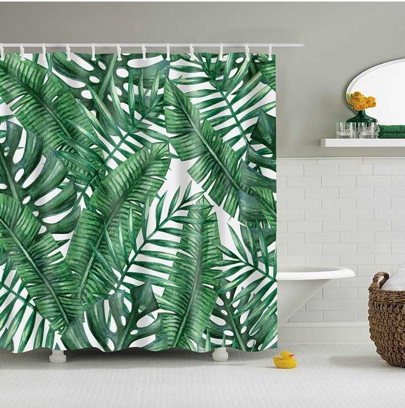 Green Tropical Plants Shower Curtains