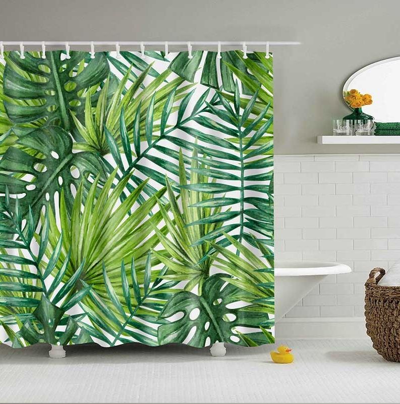 Green Tropical Plants Shower Curtains
