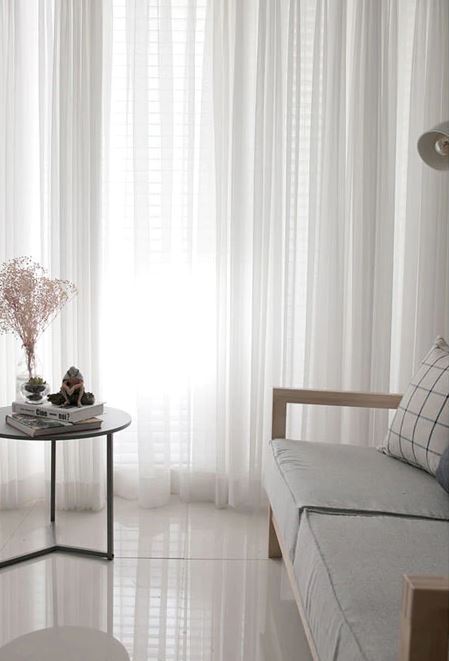 White Tulle Living Room Curtains